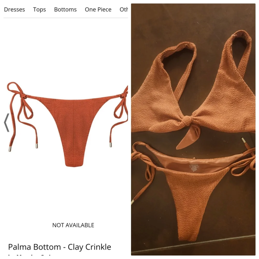 Nwot SET Monday swimwear ribbed cocoa brown s Portugal top + Palma bottom xs